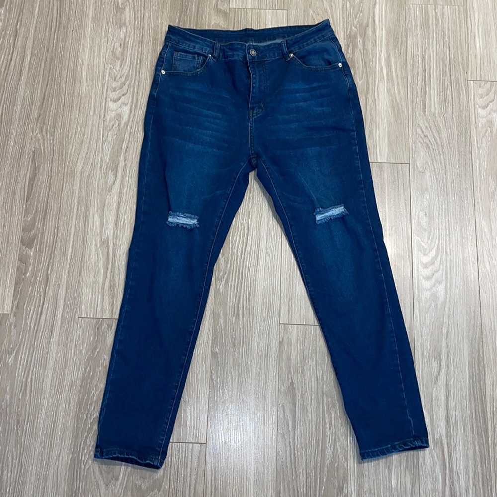 Women's High Waisted Stretch Ripped Skinny Jeans - Size 14